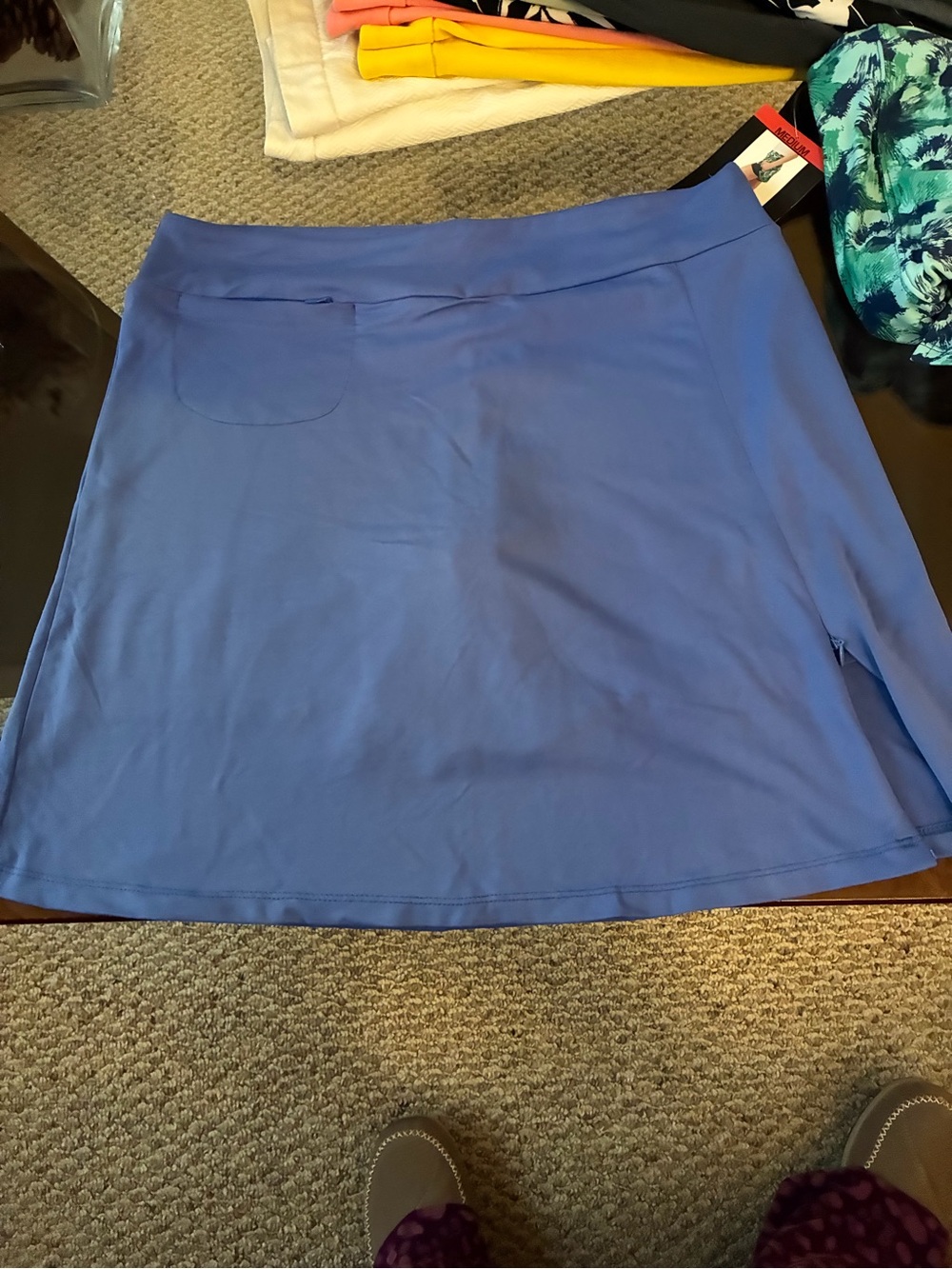 Women’s Blue Athletic Skort with Pocket and zippered slit